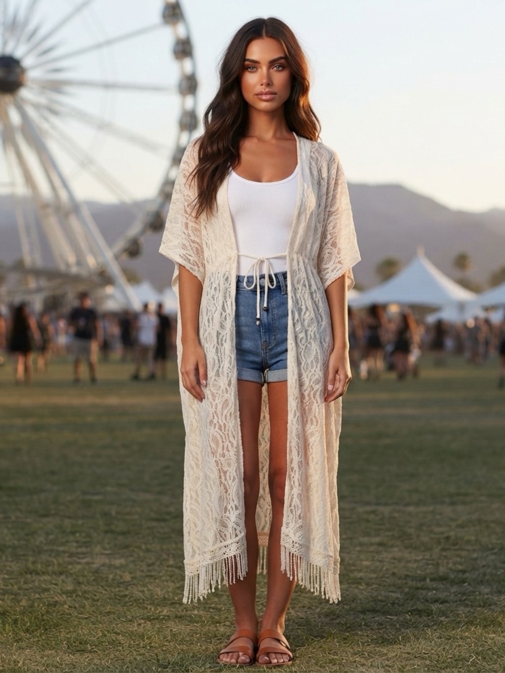 NWT Lace Beach Bohemian Lace Cover-Up in Cream/white Size Small